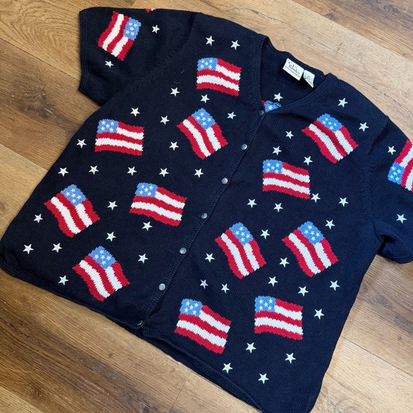 Vintage Sweaters - Vintage Y2K American Flag Cardigan Vintage Y2K Cardigan Fourth of July Sweater